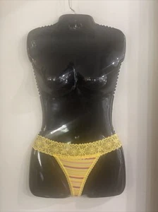 No Boundaries Yellow Striped Lace Thong Panty Sissy Underwear Plus Size 2X NWTS - Picture 1 of 5