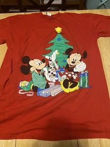 Vintage Mickey Minnie Mouse Single Stitch Weihnachten Shirt One Size Schlaf Disney - Bild 1 von 6