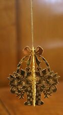 Danbury Mint 1987 Poinsettia Basket Gold Christmas Ornament