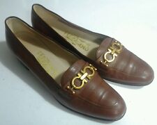 Salvatore Ferragamo Women's Sz 6.5 AA GANCINI Loafer Shoes Brown Gold Horsebit