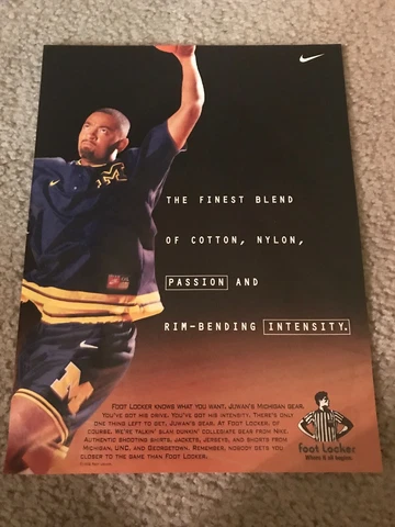 Vintage NIKE JUWAN HOWARD MICHIGAN WOLVERINES SHOOTING JERSEY Poster Print Ad 96 Cover
