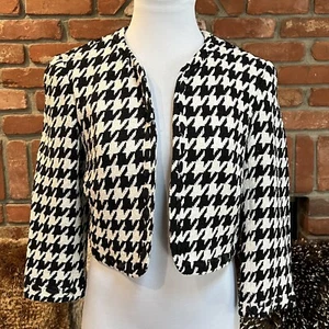 VINTAGE MOD URBAN Cropped Layering White Black Bolero Swing Brunch Jacket sz M - Picture 1 of 5
