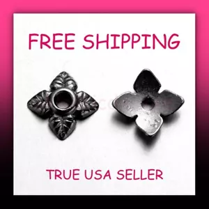 6mm 50pcs Gunmetal Black Alloy Metal Tibetan 4 Petal Flower Bead Caps FREE SHIP - Picture 1 of 4