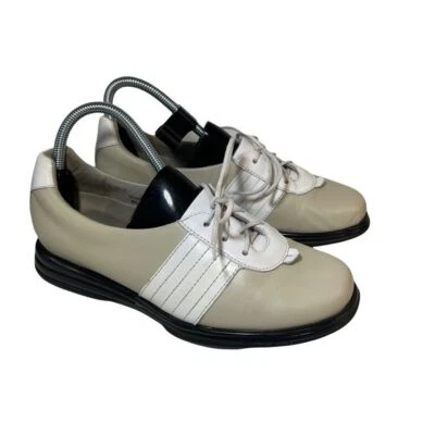 Zapatos de golf Sandbaggers cómodos de cuero con cordones para mujer beige blanco talla 8,5 W Foto 1 de 4