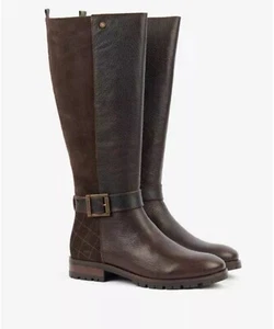Barbour Alisha kniehohe Stiefel Designer Damenschuhe dunkelbraun Größe 4 - Bild 1 von 12