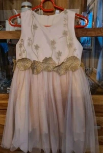 Unikat festliches Kleid Gold Beige  140  - Bild 1 von 7