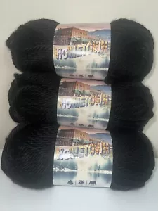 Lot Of 3 Lion Brand Hometown USA Yarn 135 South Dakota Black #153 5oz Lot 1120 - Picture 1 of 16