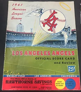 1961 LA Angels Score Card and review with Roland Sheldon/Art Fowler Autographed - Picture 1 of 5