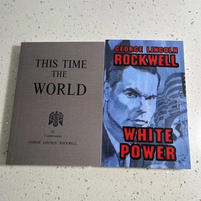 2 Books, This Time the World + White Power, George Lincoln Rockwell, Paperback - Image 1 of 3