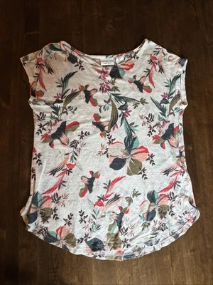 Top Rachel Zoe 100% Lino Talla Pequeña Floral Tropical Viaje 🌸🌿 Foto 1 de 4