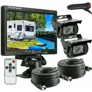 4Pin 2x Heavy Duty Reverse Camera w/ 7" Rear View Monitor Truck RVs Trailer Bus - Picture 1 of 24