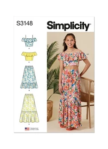 SIMPLICITY 3148 GIRLS TOP & SKIRT Sewing Pattern Sizes 7 - 14 Skill: AVERAGE - Picture 1 of 10