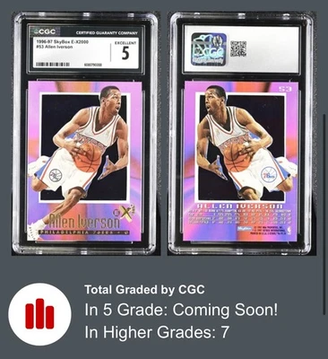 1996-97 Skybox E-X2000 - Allen Iverson #53 (RC) 76ers HOF CGC 5 отличное состояние - Изображение 1 из 3