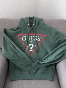 Guess Hoodie Sweatshirt Men's Size Small Green Long Sleeve Pull Over - Picture 1 of 2