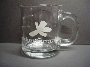 Tazza da caffè trasparente Adams Mark Hotel St Louis MO bianca logo pierce costruzione vintage - Foto 1 di 6
