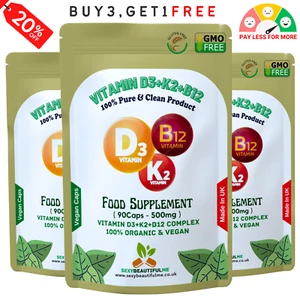 Vitamina D3 10000iu K2 MK7 Vitamina B12 10000iu Migliore Polvere Naturale Vegan Vit D3 - Foto 1 di 4