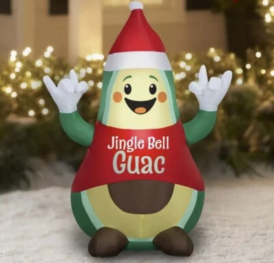 Holiday Time 3.5 FT Christmas Avocado Jingle Bell Guac Airblown Inflatable LED - Image 1 of 3