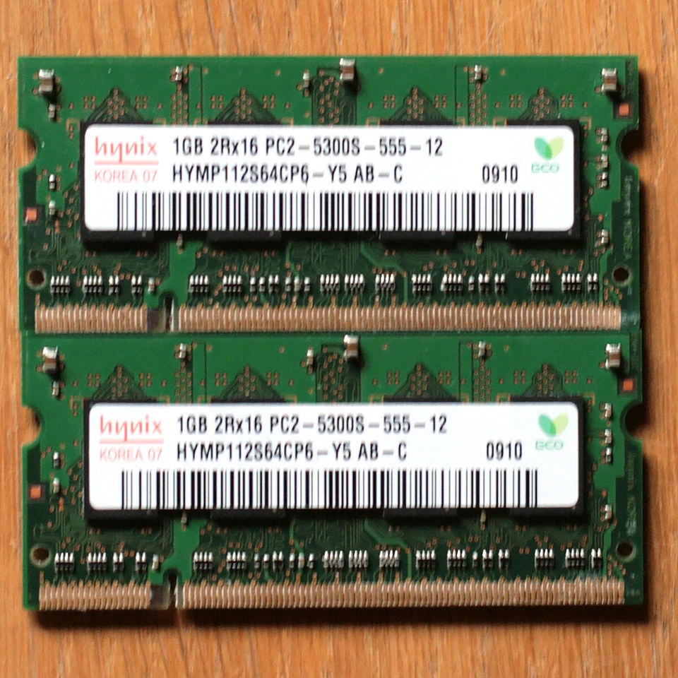 HYNYX • MEMOIRE RAM • SODIMM • DDR2 5300S • 2 X 1 GO • 667 MHZ - Photo 1/1