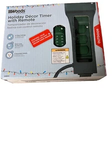 Woods 59850 Holiday Decor Timer Yard Stake & Remote, 10ft, 6 Grounded Outlets - Picture 1 of 2