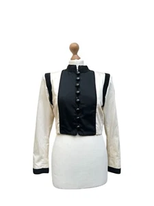 Chaqueta de algodón de inspiración militar cruda y negra Yves Saint Laurent 1990 talla FR 36 - Imagen 1 de 6