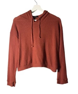 Ambiance Orange Waffle Knit Pullover Hoodie Women’s Size Large - Picture 1 of 3