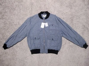 CPT by Cockpit USA Blue Chambray Naval Bomber Jacket Men's sz XL plaid lining - Picture 1 of 13