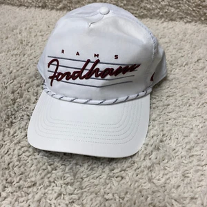 Vintage '47 Fordham Rams Split Bar Logo Script Hat Snapback White Football 90s - Picture 1 of 9