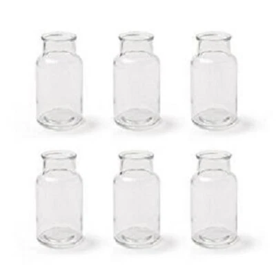 6er Set kleine Vasen je 14cm  aus Glas Hochzeit Geburtstag Feiern Flaschen Deko - Bild 1 von 2