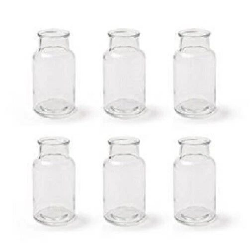 6er Set kleine Vasen je 14cm  aus Glas Hochzeit Geburtstag Feiern Flaschen Deko - Bild 1 von 2
