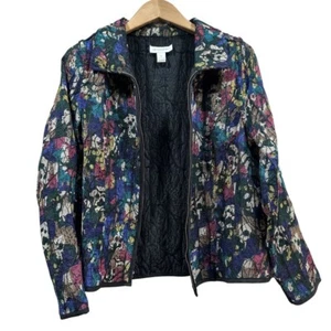 CHRISTOPHER & BANKS Womens Jacquard Full Front Zip Career Blazer Jacket M - Picture 1 of 15