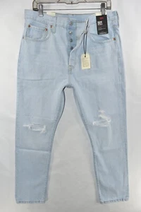 New Levi's Premium 501 S Skinny High Rise Big E Blue Jeans Womens Size 32x28 - Picture 1 of 12