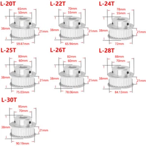 L Zahnriemenscheibe mit Schritt 20-30 Zahn 8-30mm Bohrung , für 20mm Breite - Picture 1 of 11