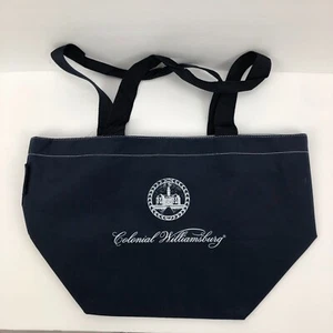 Bolso de Mano Colonial Williamsburg Souvenir Nylon Doble Correa Cremallera Completa Top Azul Marino - Imagen 1 de 5