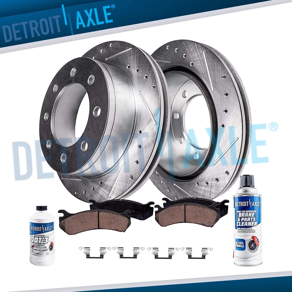 Rotores ranurados perforados traseros pastillas de freno para Ford F-250 F-350 Super Duty Excursion Foto 1 de 4