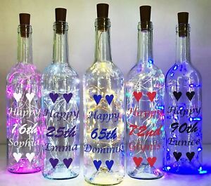 Personalised Light Up Bottle Birthday Gift 13 16th 18th 21st 30th 40th 50th 60th