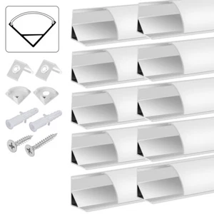 10x 1m LED Aluminium Profil Alu Schiene Decke für LED Streifen Leiste V Form DE - Bild 1 von 21