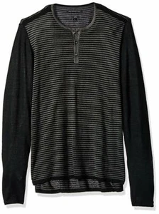 $228 John Varvatos LUXE Long Sleeve Henley in Charcoal Heather Size XXL Wool/Acr - Picture 1 of 11