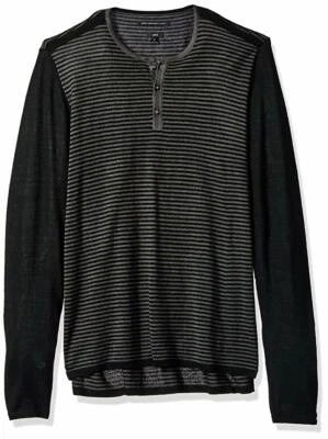 $228 John Varvatos LUXE Long Sleeve Henley in Charcoal Heather Size XXL Wool/Acr - Image 1 of 4