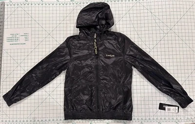 Bebe sport Nylon Jacket Hoodie - Women’s Size Small - Black & Gold - Imagem 1 de 4