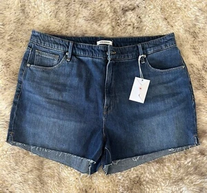 Good American Damen Jeansshorts Gr. 18 Blau Cut-Off Blau High Rise - Bild 1 von 10