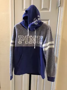 Victorias Secret PINK Hoodie Purple LOGO Pocket Long Sleeve Oversized Sweatshirt - Picture 1 of 7