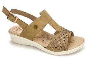 TIGLIO 2396 BLU BEIGE SANDALI DONNA CON SOLETTA IN VERA PELLE - Imagen 1 de 7