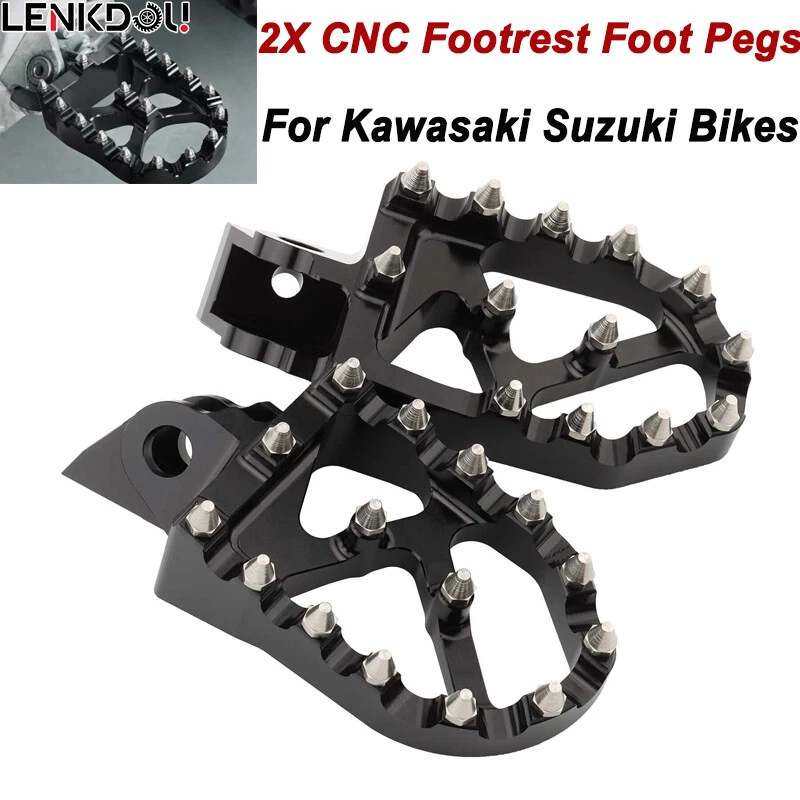 CNC Wide Footrests Foot Pegs Pedals For Kawasaki KX 65 80 85 KX100 112 RM100 65 - Image 1 of 4