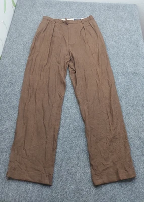 Daniel Cremieux Linen Pants Mens 36x34 Brown Pleated Cuffed Fine Italian Fabric - Image 1 of 4