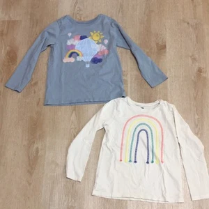 Tea Collection Rainbow & Hot Air Balloon Sun Rainbow Clouds Long Sleeve Tees - Picture 1 of 6
