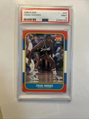 1986 FLEER Basketball CRAIG HODGES #47 RC BUCKS PSA 9 MINT  New Case Centered - Image 1 of 2