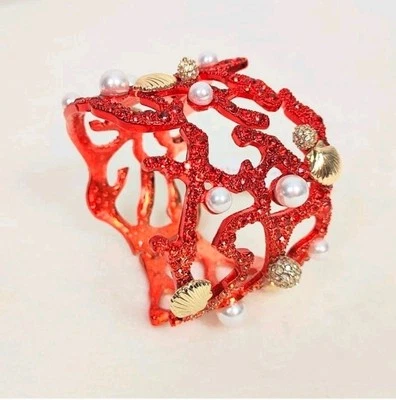 Brazalete Betsey Johnson Coral Reef Estrás Rojo Fuego Accesorios Marinos Foto 1 de 4