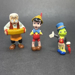 Vintage Applause Disney Pinocchio w Jiminy Cricket & Geppetto Figures Lot Of 3 - Picture 1 of 9