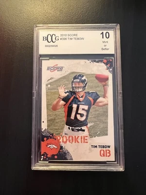2010 Score Tim Tebow BGS BCCG 10 Rookie Card Gators Broncos - Image 1 of 2