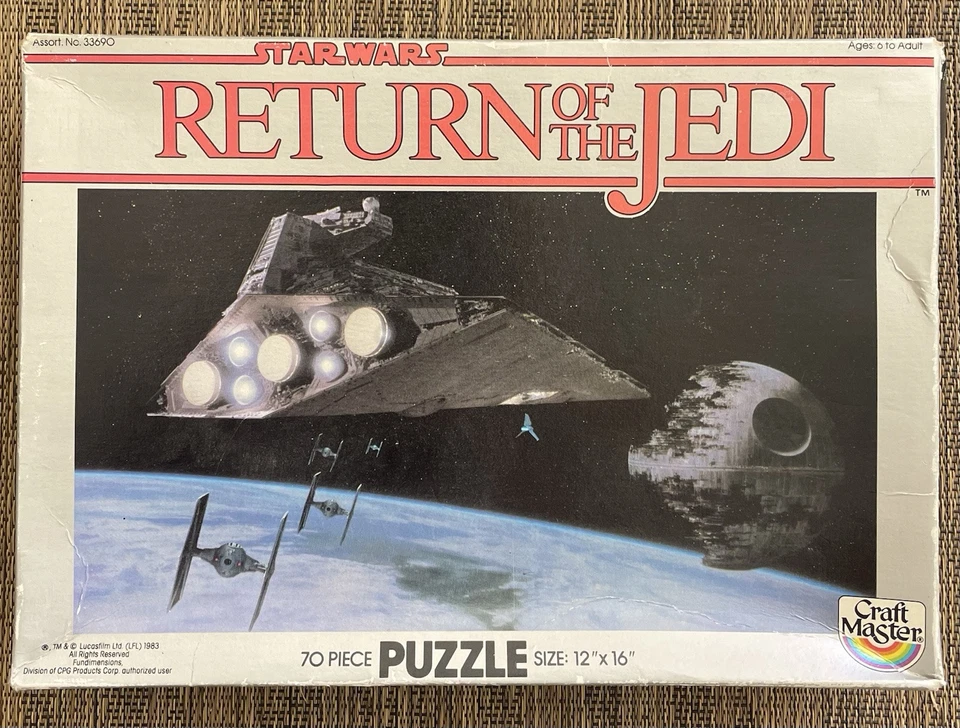 "Star Wars Return of the Jedi Death Star - Craft Master 12""x16"" 70 piezas rompecabezas 1983" Foto 1 de 4